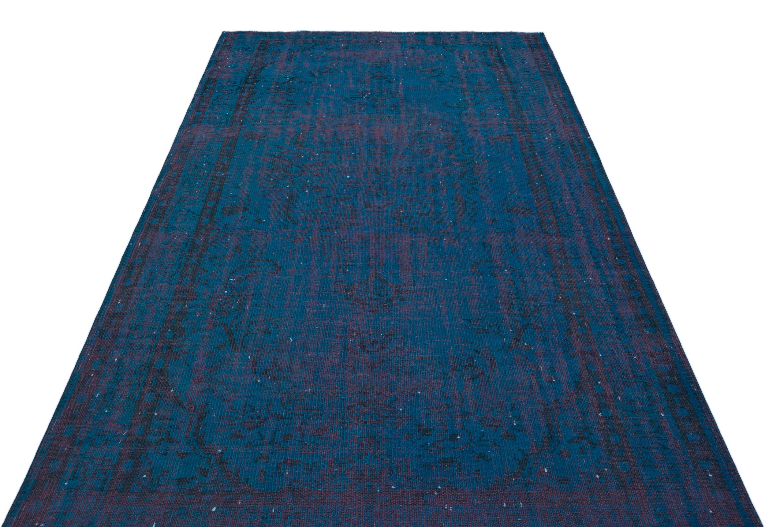Blue Over Dyed Vintage Rug 5'3'' x 8'9'' ft 160 x 267 cm