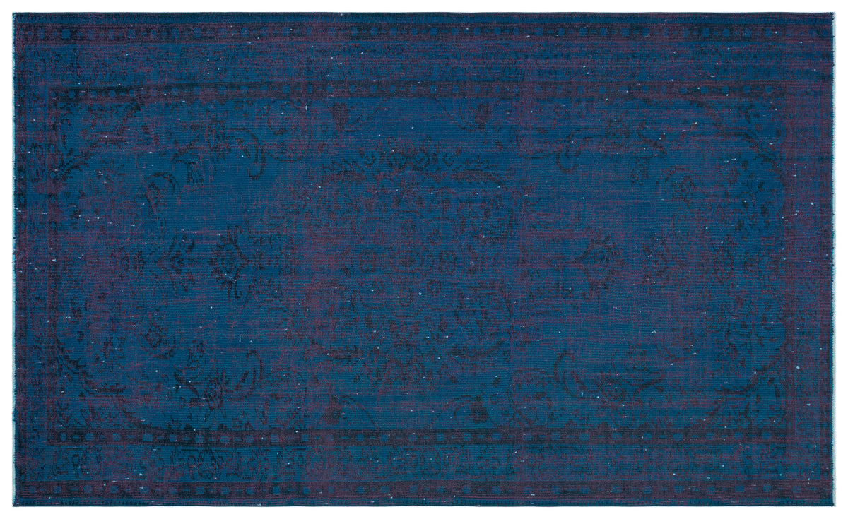Blue Over Dyed Vintage Rug 5&#39;3&#39;&#39; x 8&#39;9&#39;&#39; ft 160 x 267 cm