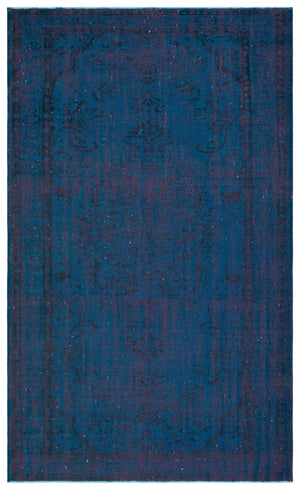 Blue Over Dyed Vintage Rug 5'3'' x 8'9'' ft 160 x 267 cm