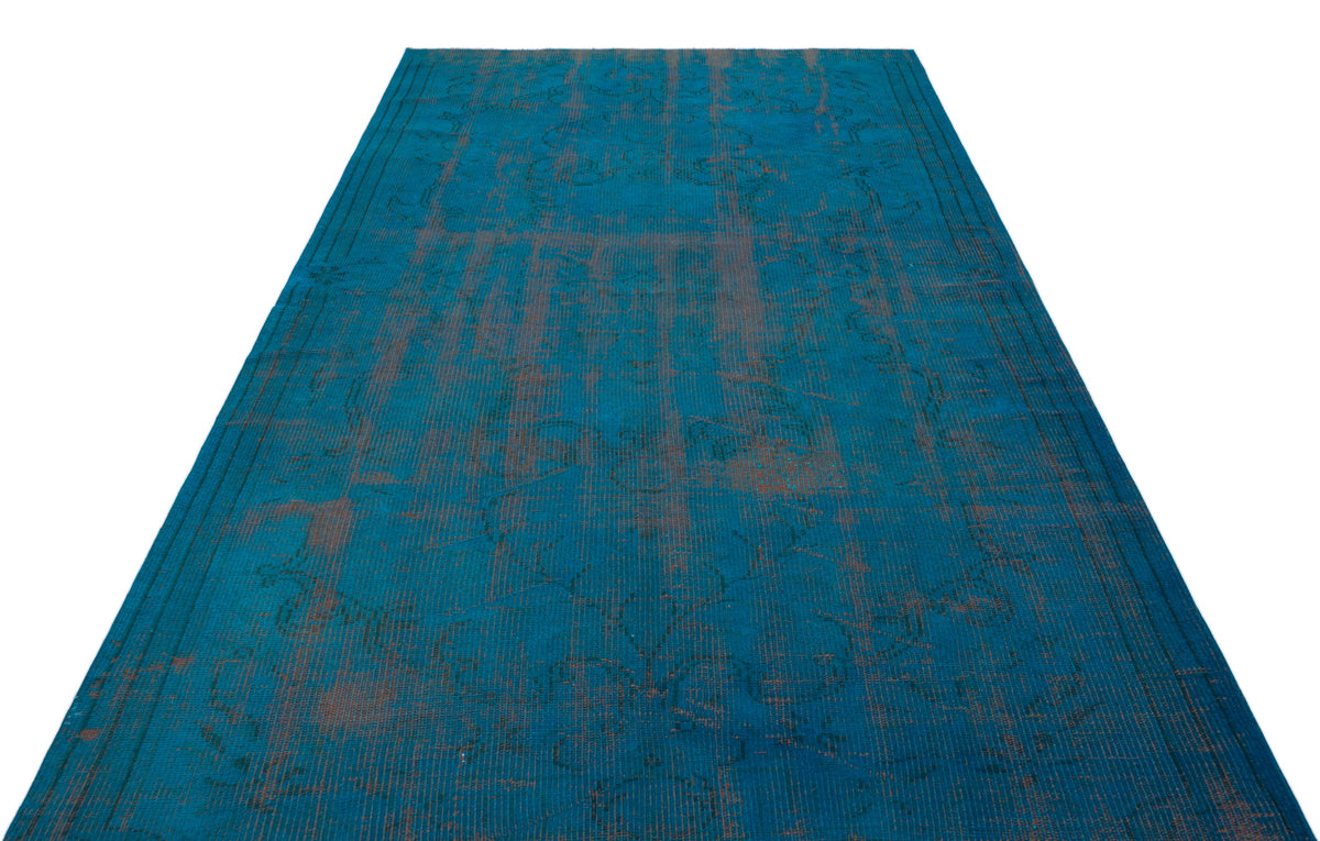 Turquoise  Over Dyed Vintage Rug 5&#39;6&#39;&#39; x 8&#39;5&#39;&#39; ft 168 x 257 cm