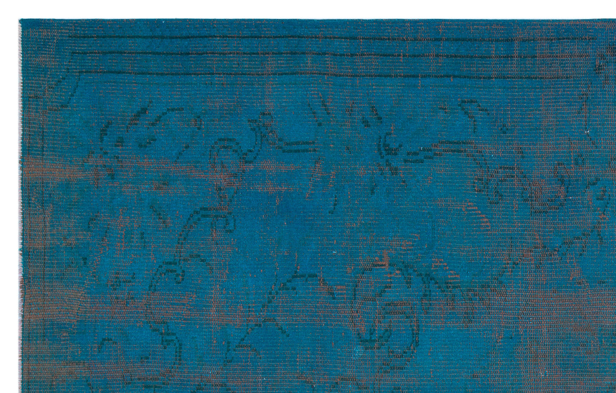 Turquoise  Over Dyed Vintage Rug 5&#39;6&#39;&#39; x 8&#39;5&#39;&#39; ft 168 x 257 cm