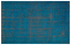 Turquoise  Over Dyed Vintage Rug 5'6'' x 8'5'' ft 168 x 257 cm