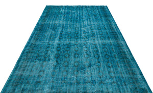 Turquoise  Over Dyed Vintage Rug 6'1'' x 9'8'' ft 185 x 295 cm