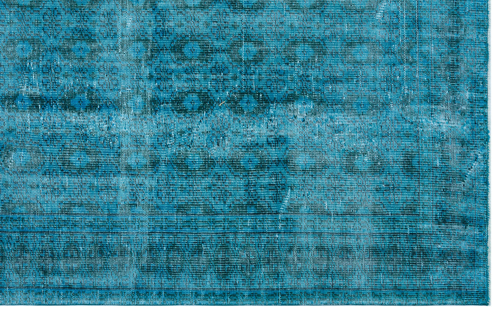 Turquoise  Over Dyed Vintage Rug 6'1'' x 9'8'' ft 185 x 295 cm