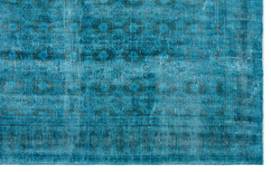 Turquoise  Over Dyed Vintage Rug 6'1'' x 9'8'' ft 185 x 295 cm
