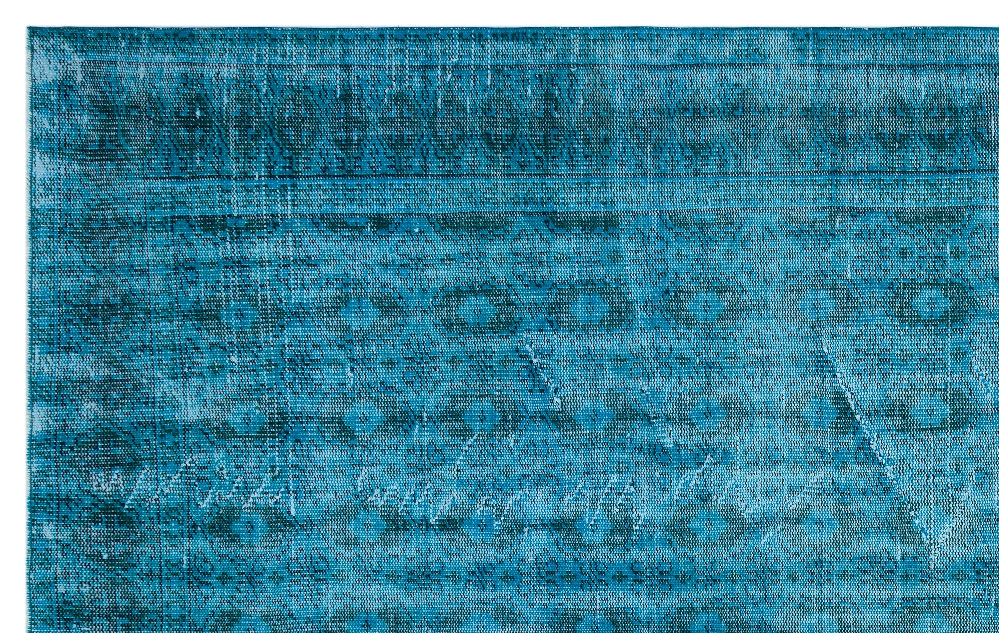 Turquoise  Over Dyed Vintage Rug 6'1'' x 9'8'' ft 185 x 295 cm