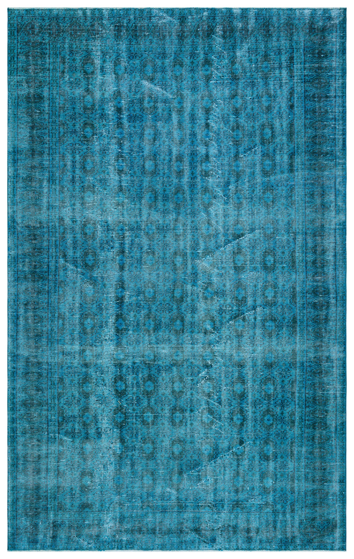 Turquoise  Over Dyed Vintage Rug 6&#39;1&#39;&#39; x 9&#39;8&#39;&#39; ft 185 x 295 cm
