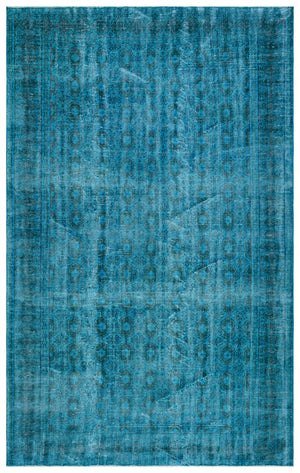 Turquoise  Over Dyed Vintage Rug 6'1'' x 9'8'' ft 185 x 295 cm