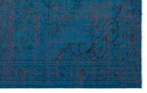 Turquoise  Over Dyed Vintage Rug 4'11'' x 8'1'' ft 151 x 247 cm