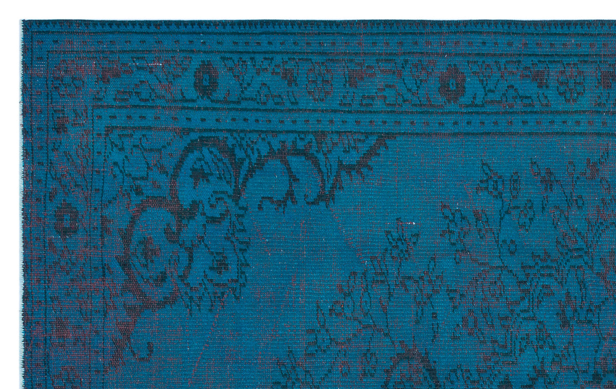 Turquoise  Over Dyed Vintage Rug 4&#39;11&#39;&#39; x 8&#39;1&#39;&#39; ft 151 x 247 cm