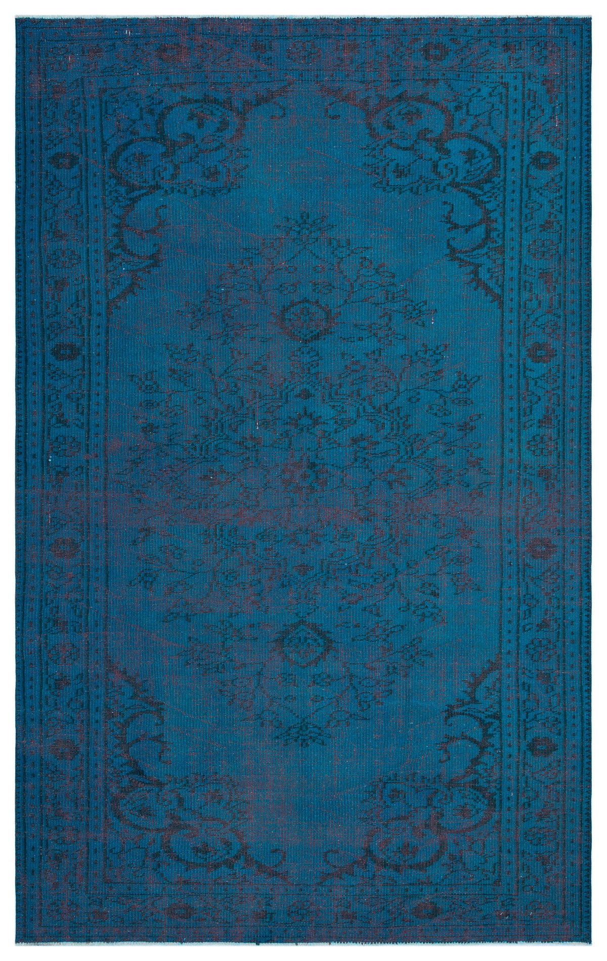 Turquoise  Over Dyed Vintage Rug 4&#39;11&#39;&#39; x 8&#39;1&#39;&#39; ft 151 x 247 cm