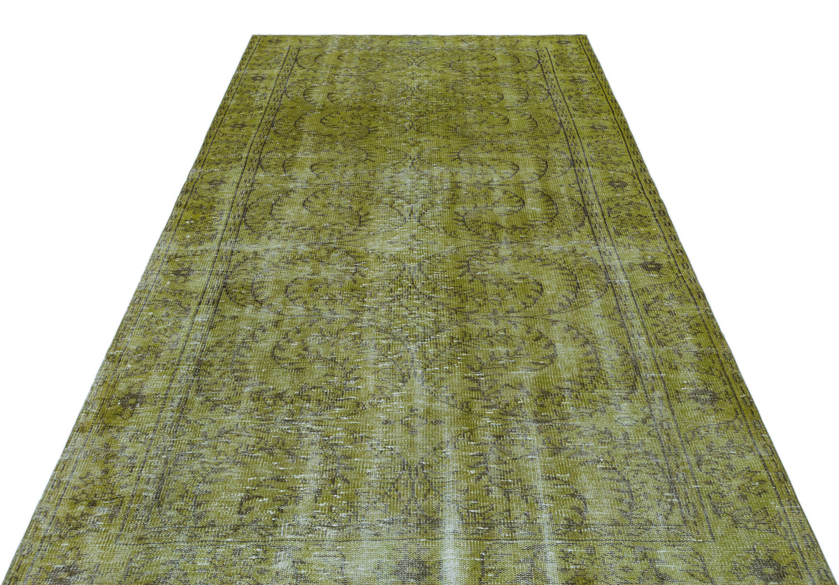Green Over Dyed Vintage Rug 5&#39;3&#39;&#39; x 9&#39;0&#39;&#39; ft 159 x 275 cm