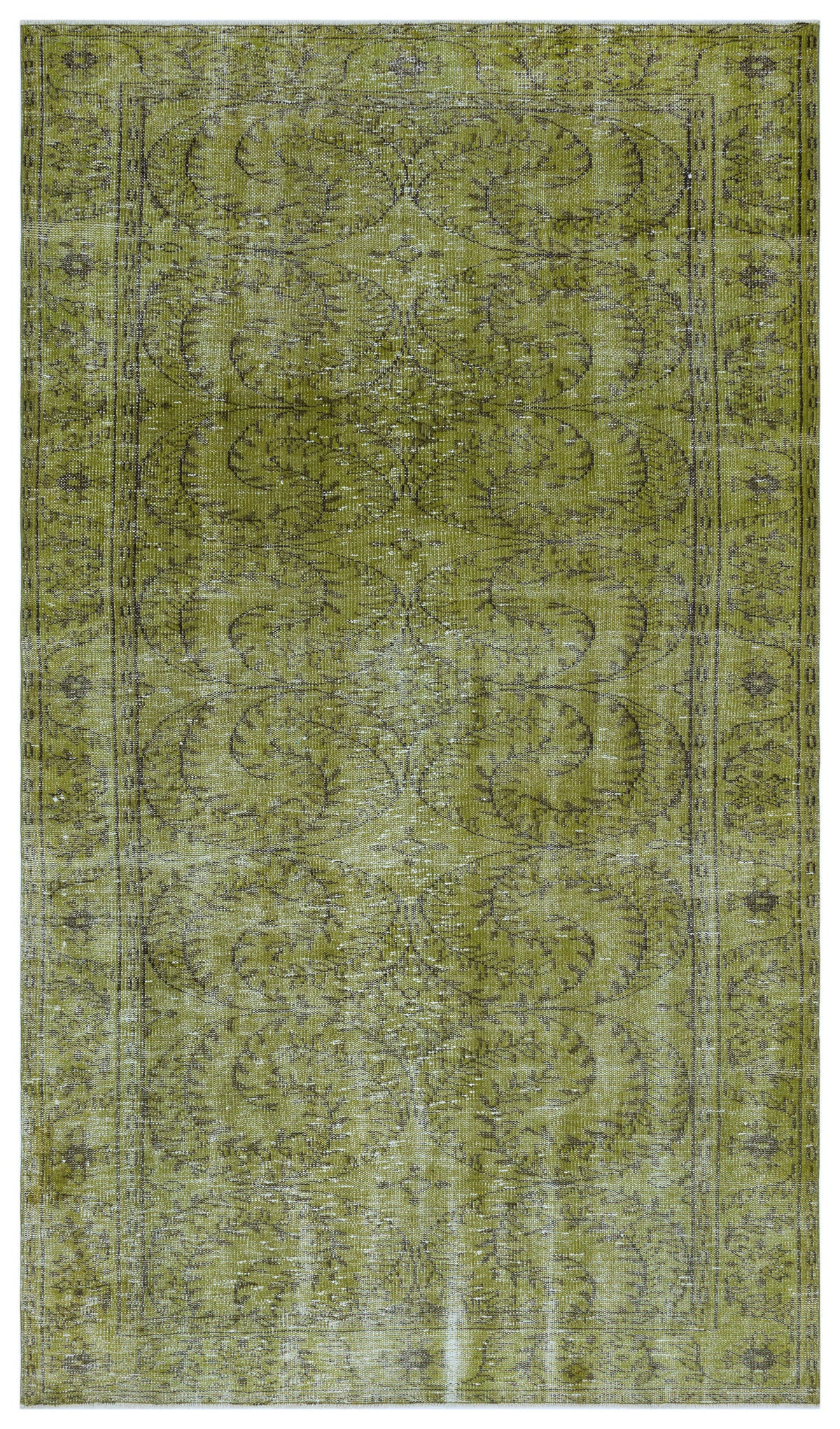Green Over Dyed Vintage Rug 5&#39;3&#39;&#39; x 9&#39;0&#39;&#39; ft 159 x 275 cm