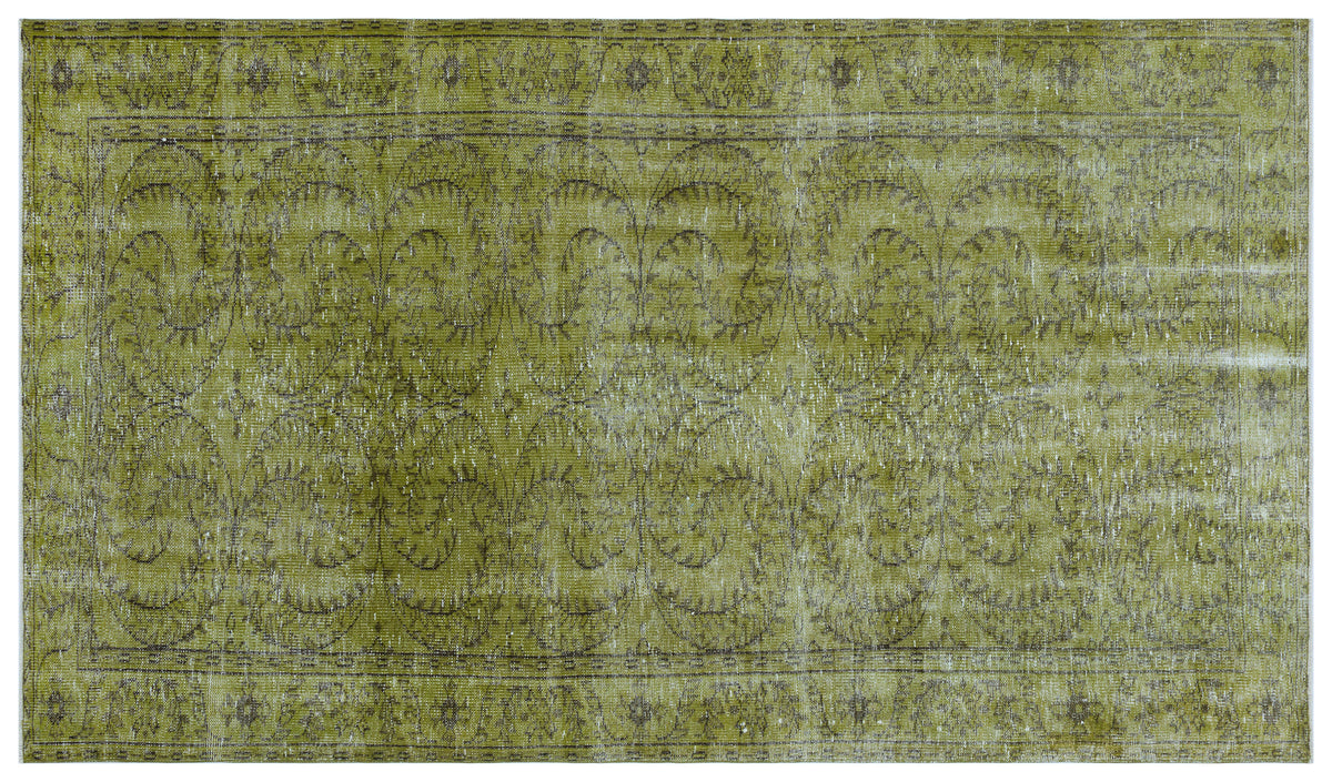 Green Over Dyed Vintage Rug 5&#39;3&#39;&#39; x 9&#39;0&#39;&#39; ft 159 x 275 cm