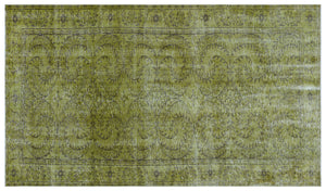 Green Over Dyed Vintage Rug 5'3'' x 9'0'' ft 159 x 275 cm