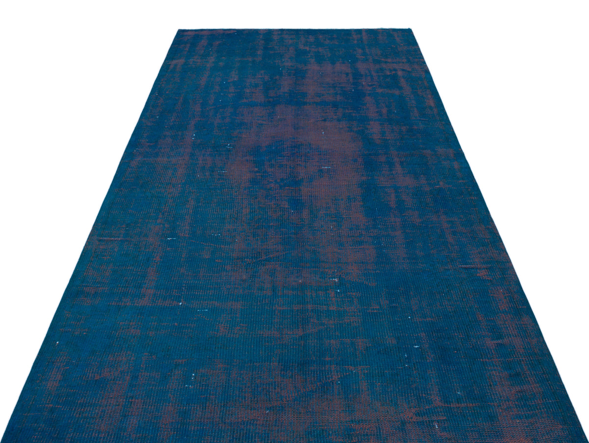 Blue Over Dyed Vintage Rug 4&#39;8&#39;&#39; x 8&#39;5&#39;&#39; ft 143 x 257 cm