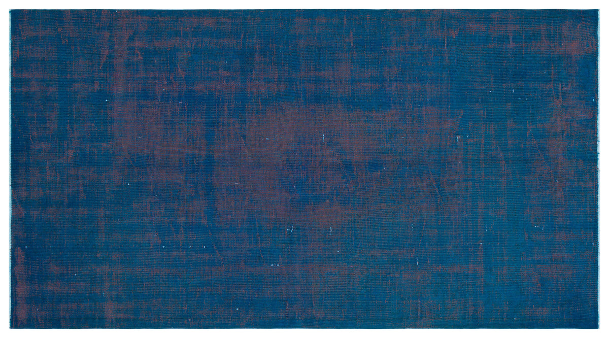 Blue Over Dyed Vintage Rug 4&#39;8&#39;&#39; x 8&#39;5&#39;&#39; ft 143 x 257 cm
