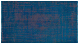 Blue Over Dyed Vintage Rug 4'8'' x 8'5'' ft 143 x 257 cm