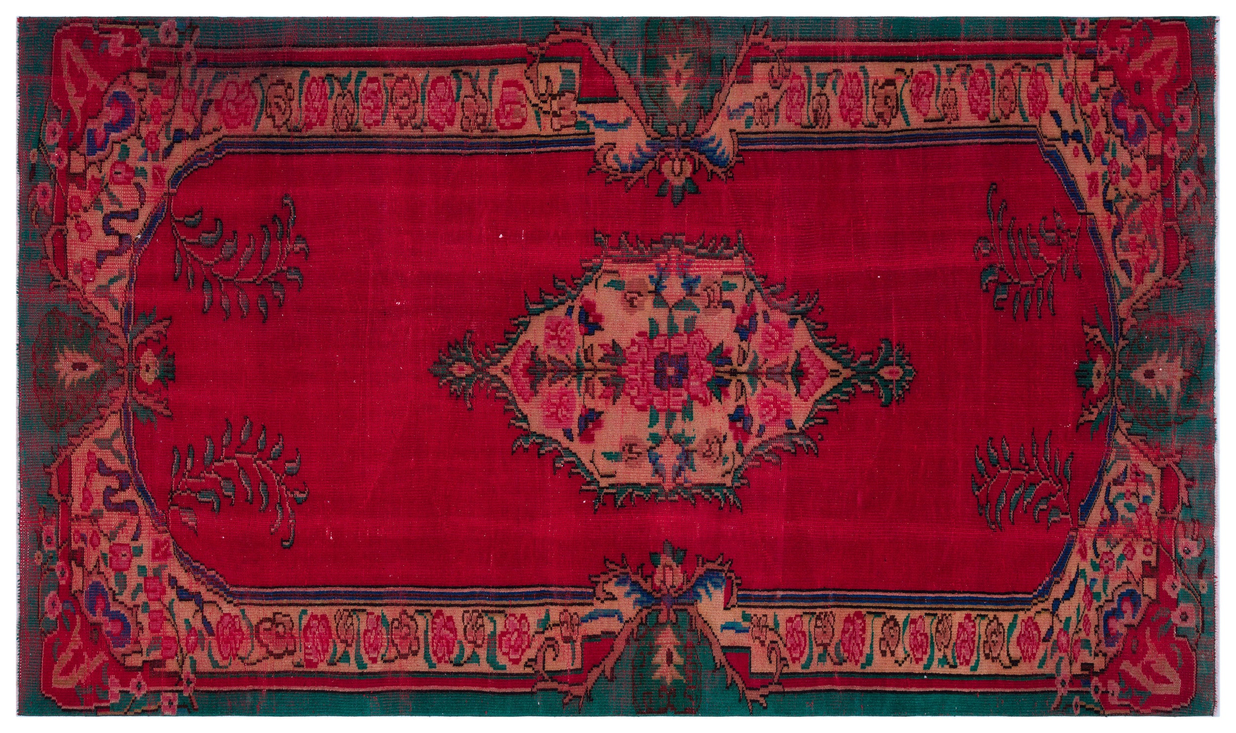 Retro Over Dyed Vintage Rug 5'10'' x 9'8'' ft 177 x 294 cm