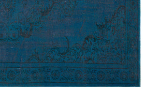 Turquoise  Over Dyed Vintage Rug 5'8'' x 9'1'' ft 172 x 278 cm