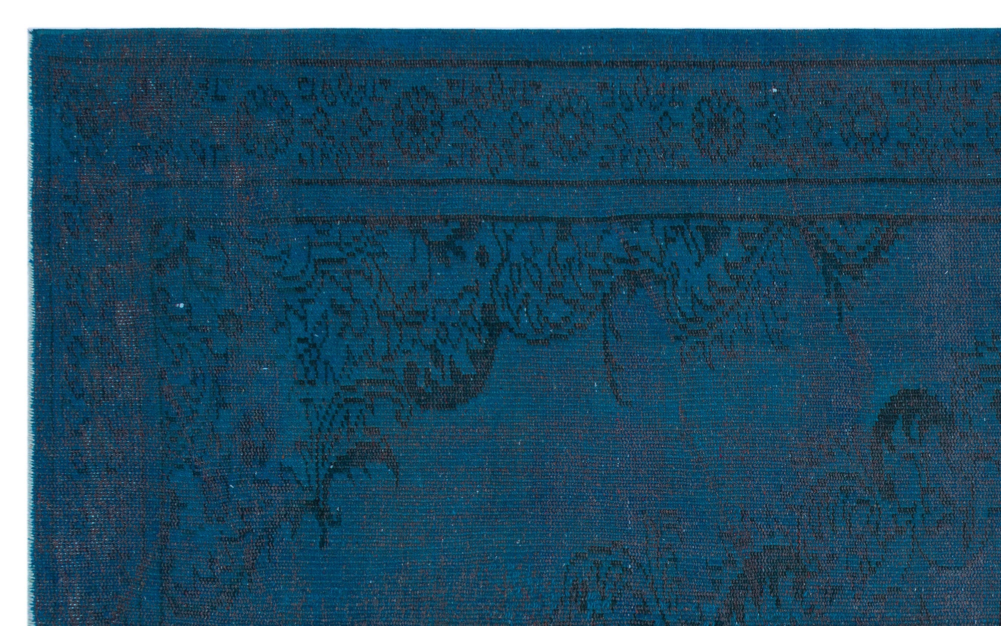 Turquoise  Over Dyed Vintage Rug 5'8'' x 9'1'' ft 172 x 278 cm