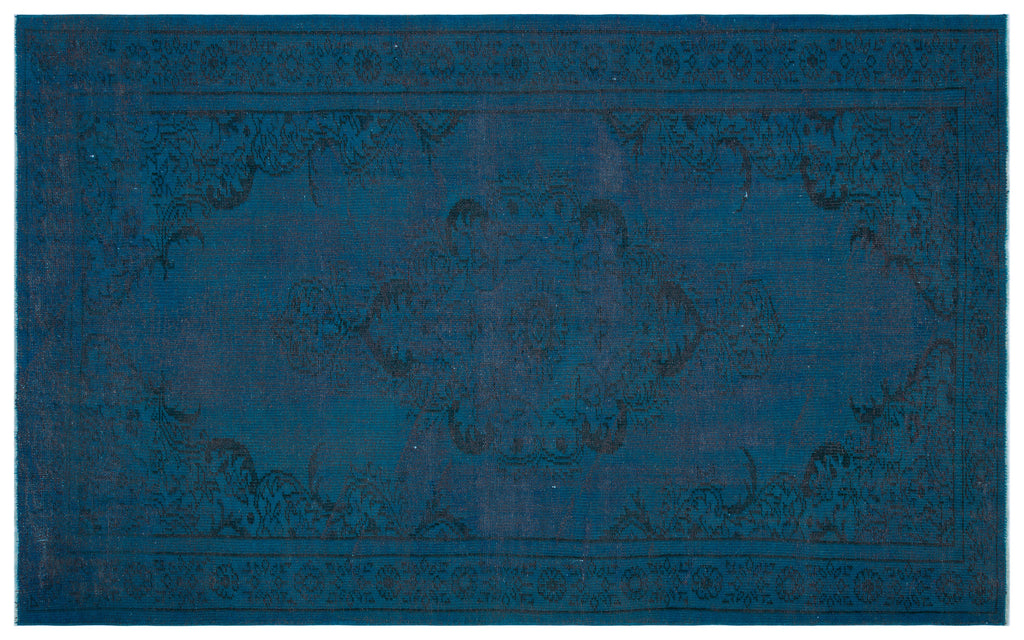 Turquoise  Over Dyed Vintage Rug 5'8'' x 9'1'' ft 172 x 278 cm
