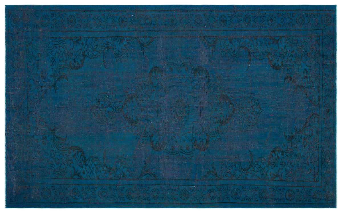 Turquoise  Over Dyed Vintage Rug 5&#39;8&#39;&#39; x 9&#39;1&#39;&#39; ft 172 x 278 cm