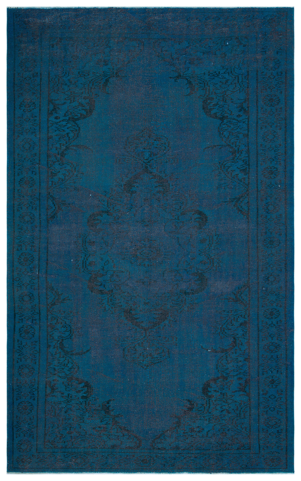Turquoise  Over Dyed Vintage Rug 5'8'' x 9'1'' ft 172 x 278 cm