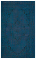 Turquoise  Over Dyed Vintage Rug 5'8'' x 9'1'' ft 172 x 278 cm