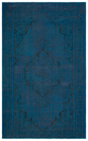 Turquoise  Over Dyed Vintage Rug 5'8'' x 9'1'' ft 172 x 278 cm