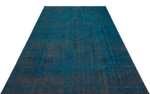 Turquoise  Over Dyed Vintage Rug 5'10'' x 9'3'' ft 178 x 283 cm