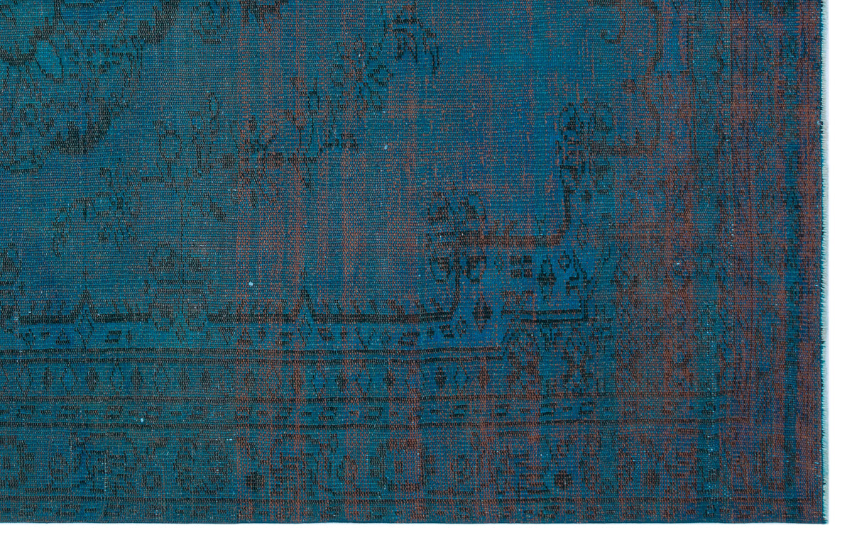 Turquoise  Over Dyed Vintage Rug 5&#39;10&#39;&#39; x 9&#39;3&#39;&#39; ft 178 x 283 cm
