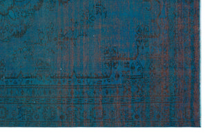 Turquoise  Over Dyed Vintage Rug 5'10'' x 9'3'' ft 178 x 283 cm