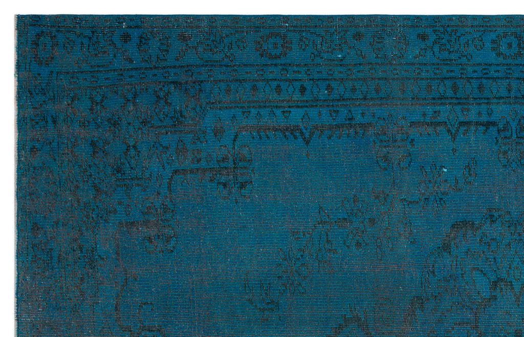 Turquoise  Over Dyed Vintage Rug 5'10'' x 9'3'' ft 178 x 283 cm