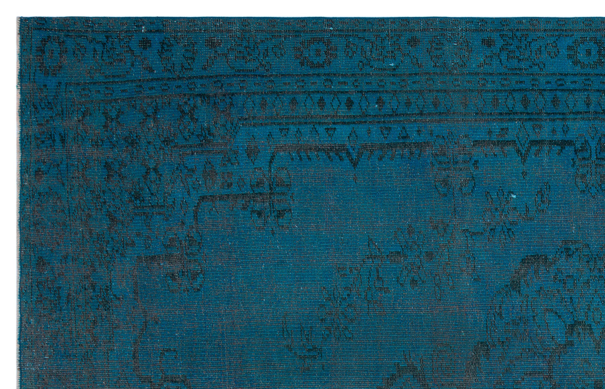 Turquoise  Over Dyed Vintage Rug 5&#39;10&#39;&#39; x 9&#39;3&#39;&#39; ft 178 x 283 cm