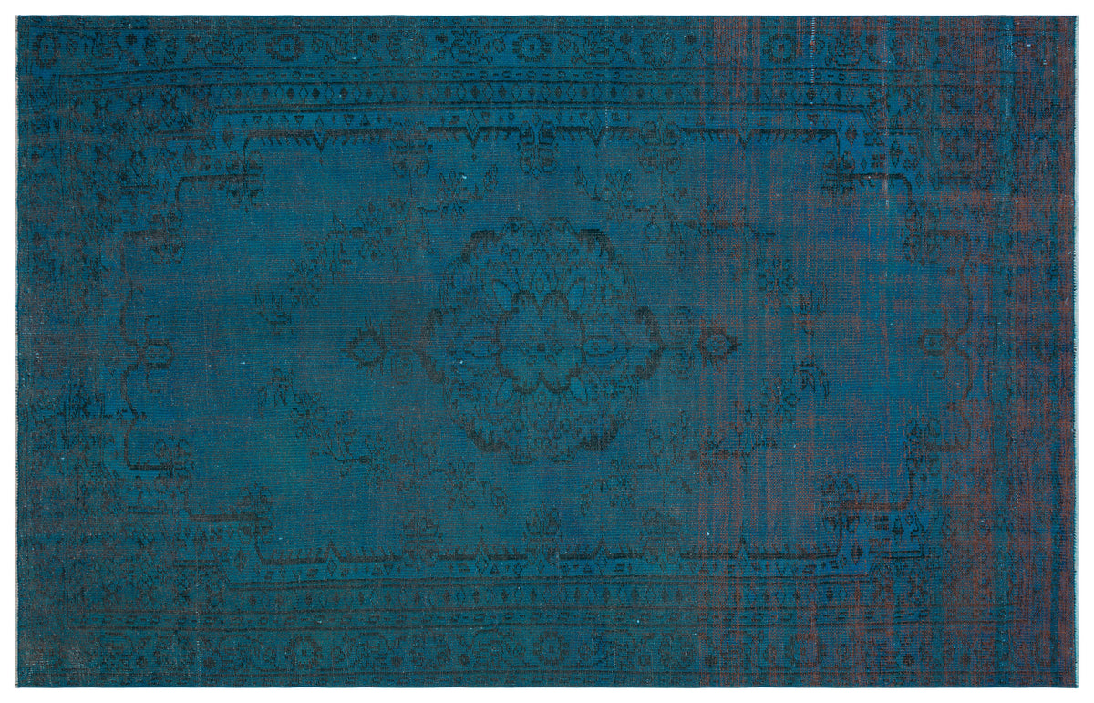 Turquoise  Over Dyed Vintage Rug 5&#39;10&#39;&#39; x 9&#39;3&#39;&#39; ft 178 x 283 cm