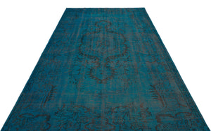 Turquoise  Over Dyed Vintage Rug 6'1'' x 9'9'' ft 185 x 298 cm