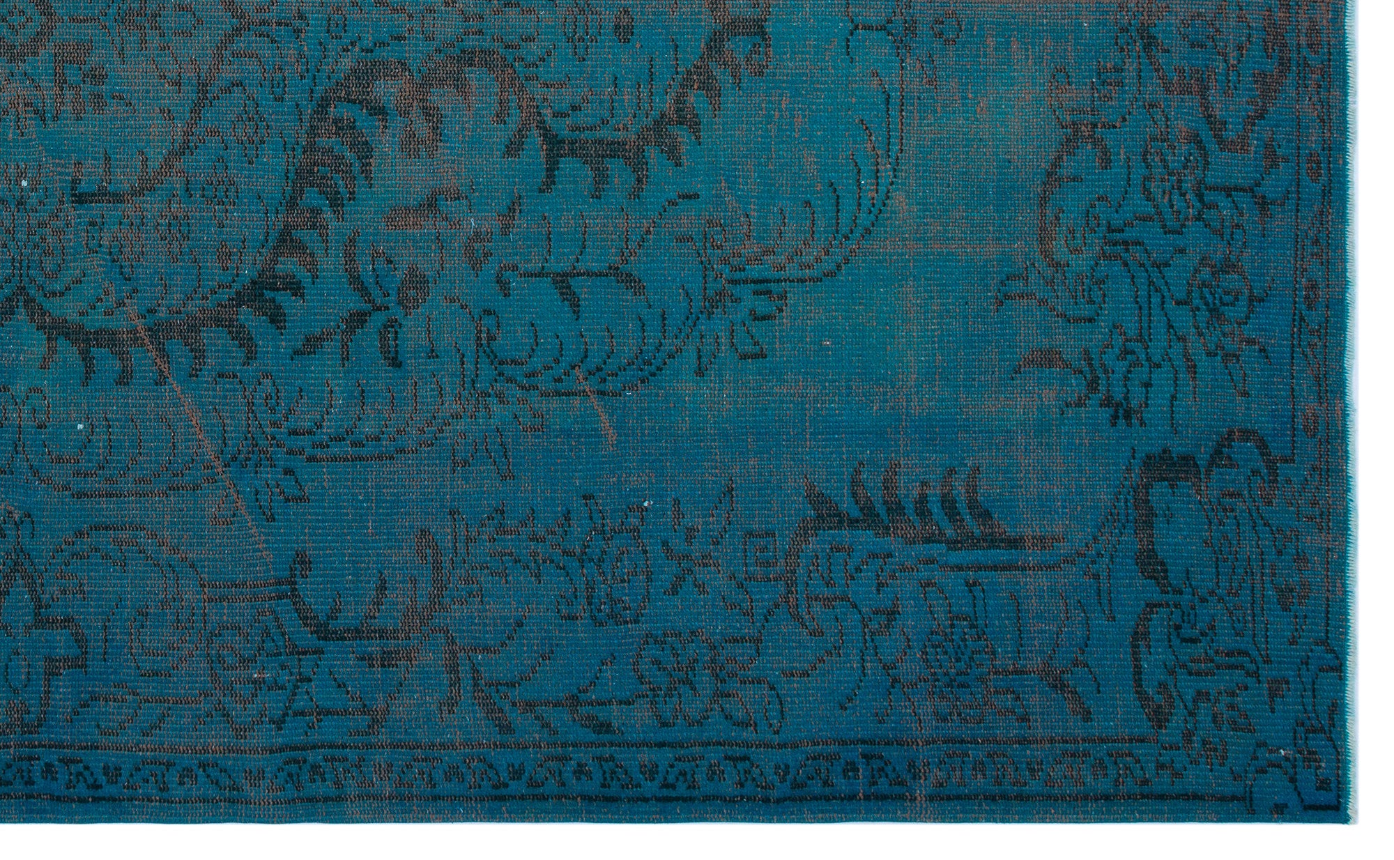 Turquoise  Over Dyed Vintage Rug 6'1'' x 9'9'' ft 185 x 298 cm
