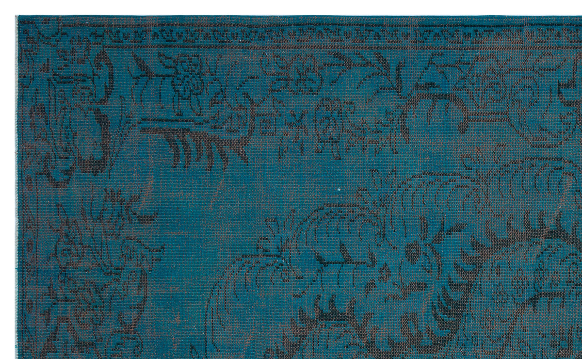 Turquoise  Over Dyed Vintage Rug 6&#39;1&#39;&#39; x 9&#39;9&#39;&#39; ft 185 x 298 cm
