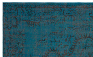 Turquoise  Over Dyed Vintage Rug 6'1'' x 9'9'' ft 185 x 298 cm