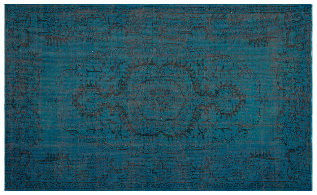 Turquoise  Over Dyed Vintage Rug 6'1'' x 9'9'' ft 185 x 298 cm