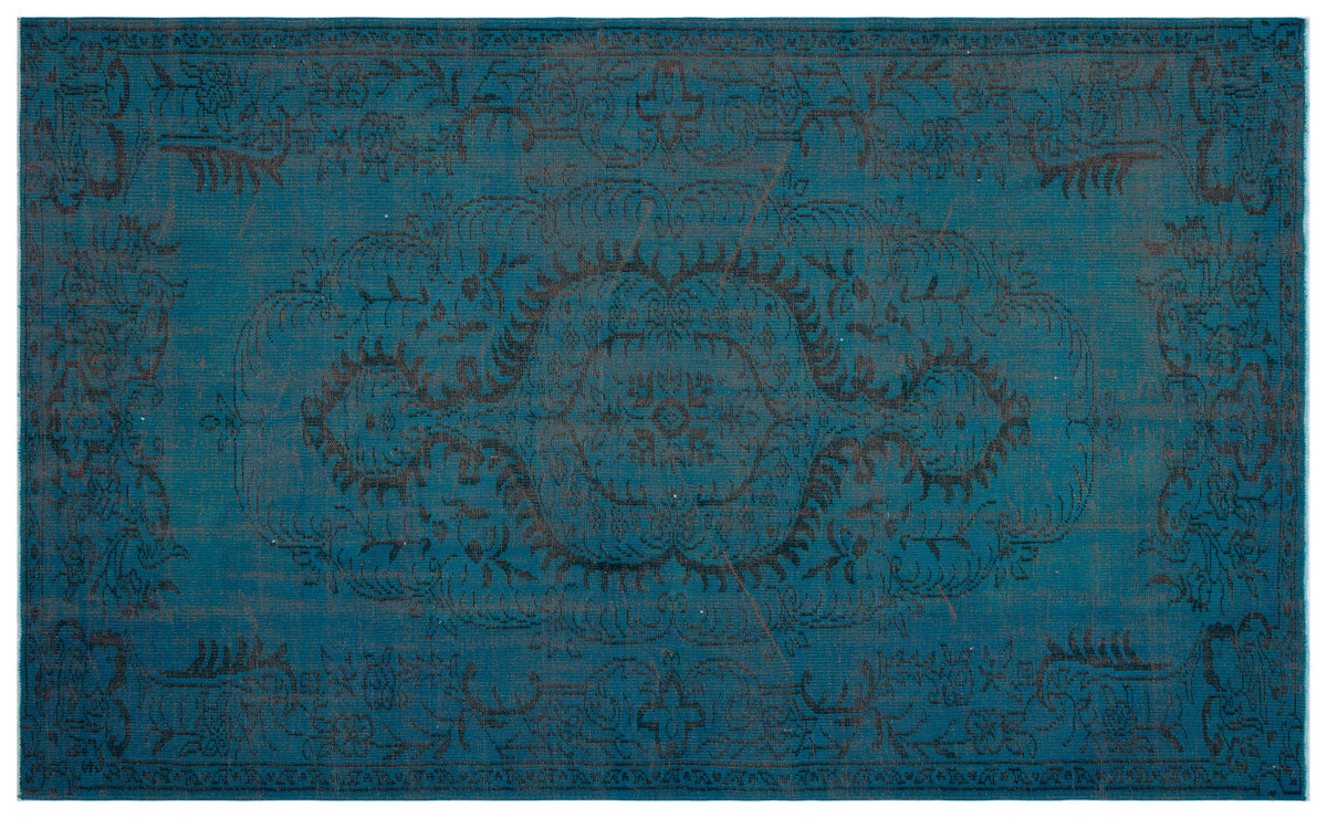 Turquoise  Over Dyed Vintage Rug 6&#39;1&#39;&#39; x 9&#39;9&#39;&#39; ft 185 x 298 cm