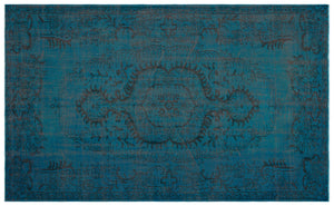 Turquoise  Over Dyed Vintage Rug 6'1'' x 9'9'' ft 185 x 298 cm