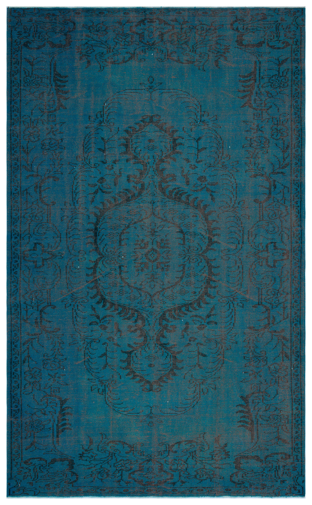 Turquoise  Over Dyed Vintage Rug 6'1'' x 9'9'' ft 185 x 298 cm