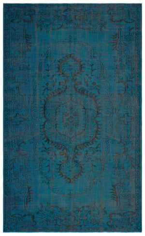 Turquoise  Over Dyed Vintage Rug 6'1'' x 9'9'' ft 185 x 298 cm
