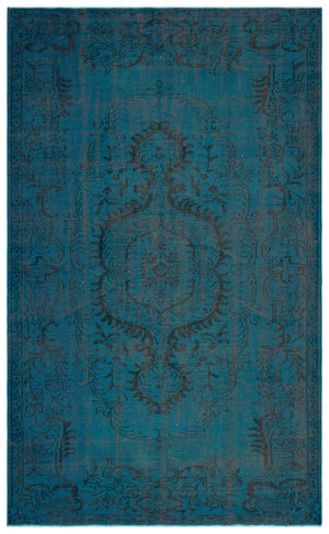 Turquoise  Over Dyed Vintage Rug 6'1'' x 9'9'' ft 185 x 298 cm