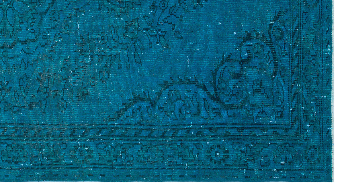 Turquoise  Over Dyed Vintage Rug 4'8'' x 8'10'' ft 141 x 268 cm
