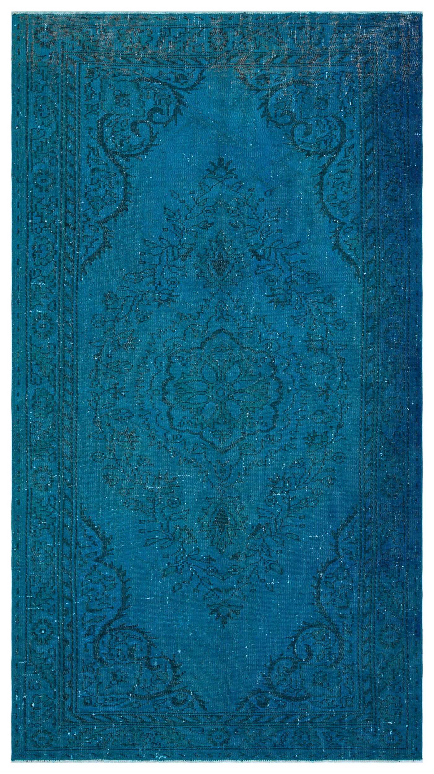Traditional Design Turquoise Over Dyed Vintage Rug 4'8'' x 8'10'' ft 1 ...