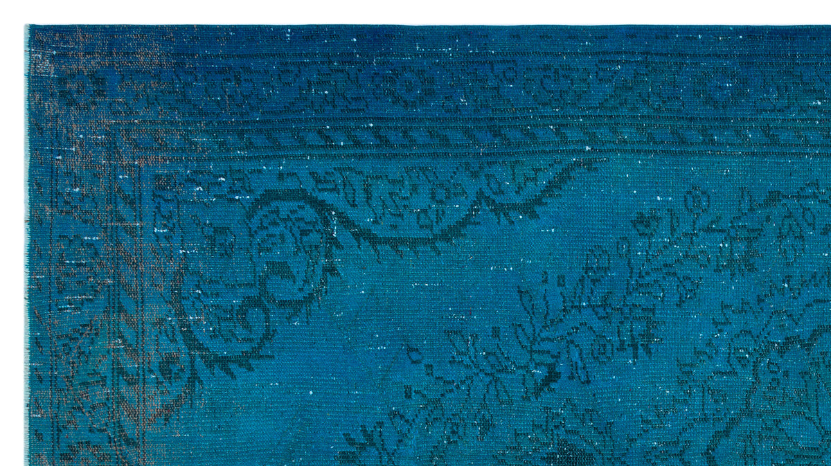 Traditional Design Turquoise Over Dyed Vintage Rug 4'8'' x 8'10'' ft 1 ...