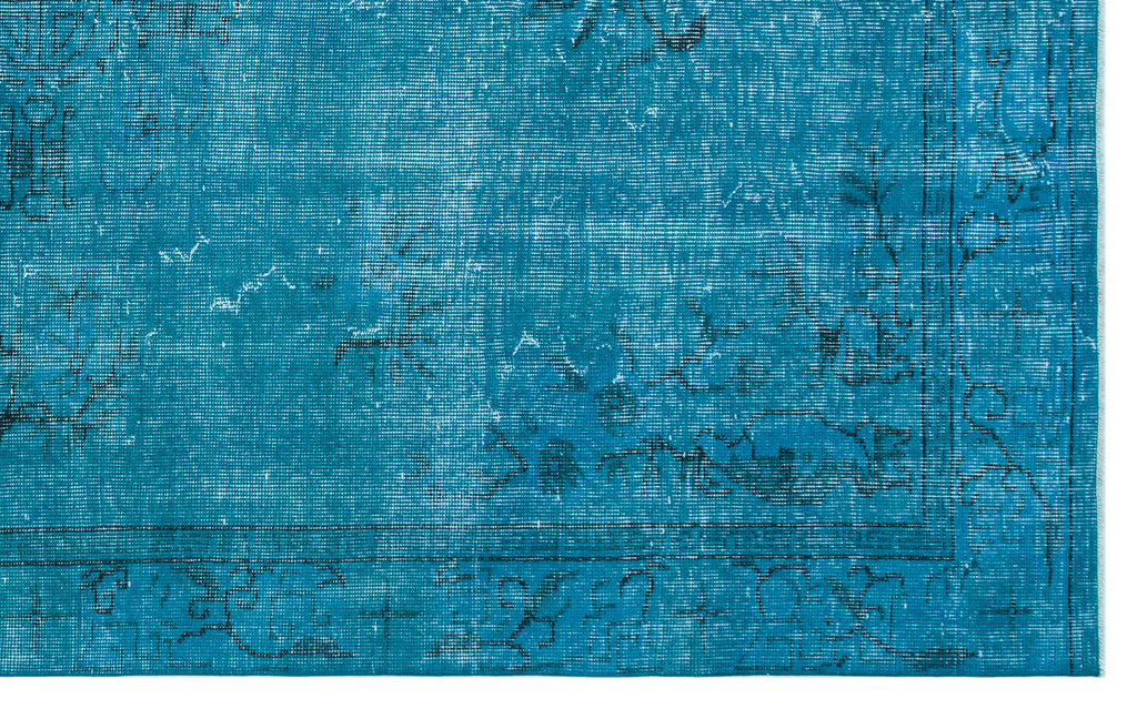 Turquoise  Over Dyed Vintage Rug 5'7'' x 8'12'' ft 169 x 274 cm